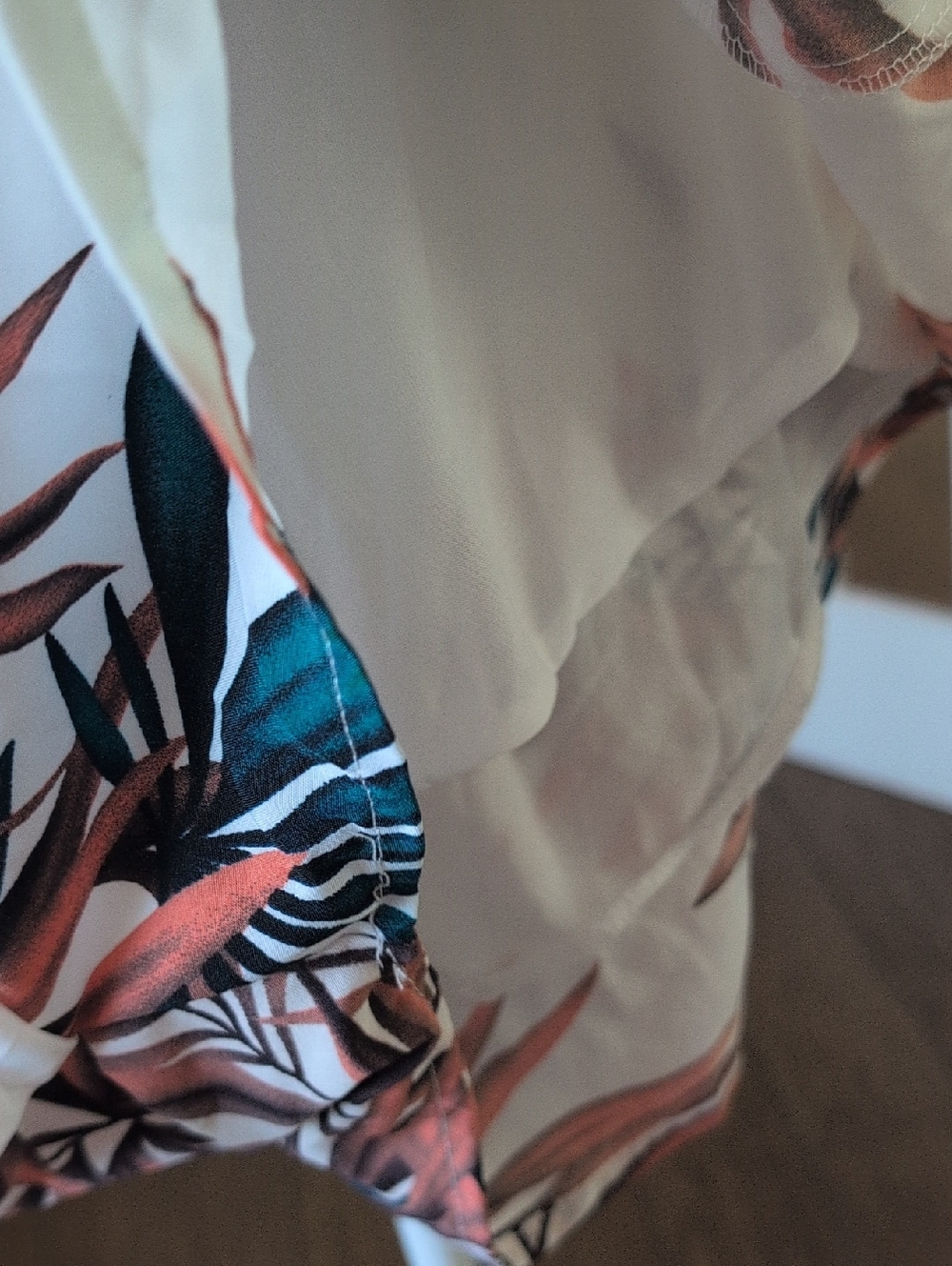 Boutique Tropical Strapless Romper in White with Palm Print Medium - Picture 3 of 7